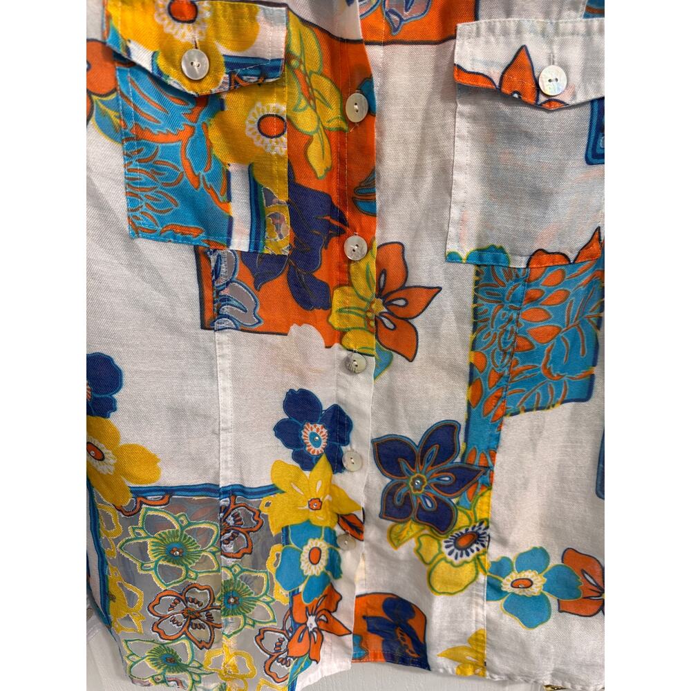 Multiples Patchwork Floral Button Front Top Mediu… - image 6